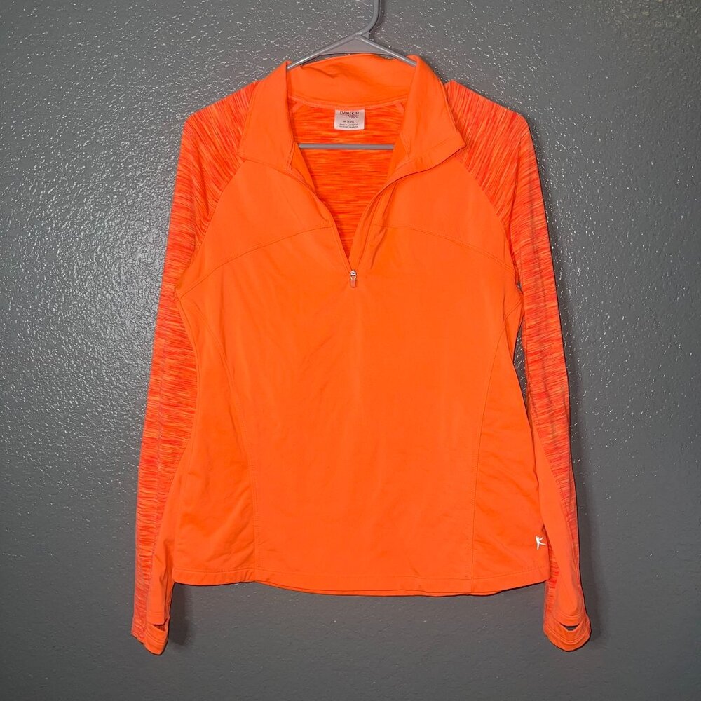 Danskin Activewear Pullover Size M | Orange Space Dye Quarter-Zip Top